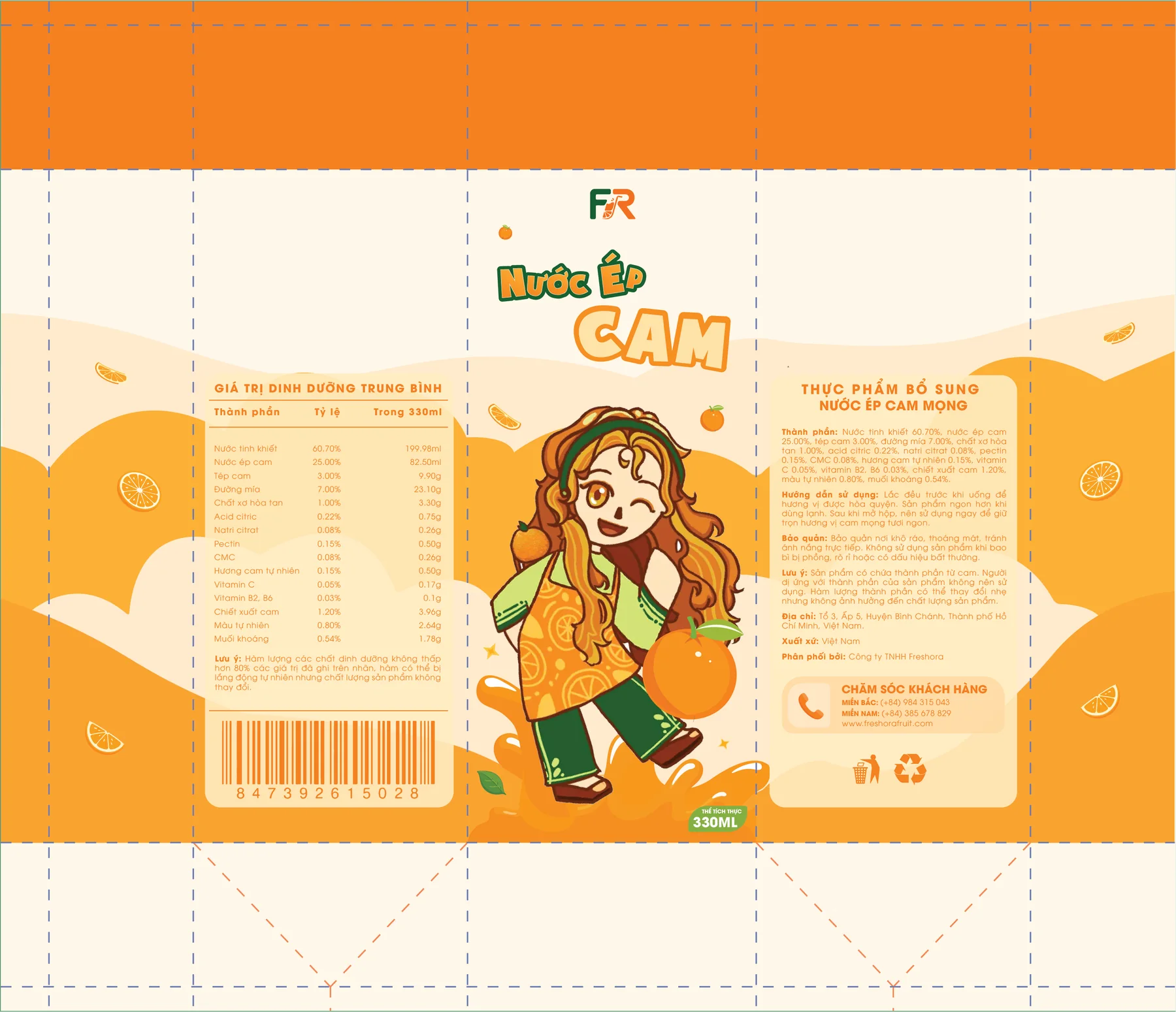 Mockup bao bì cam Freshora 2