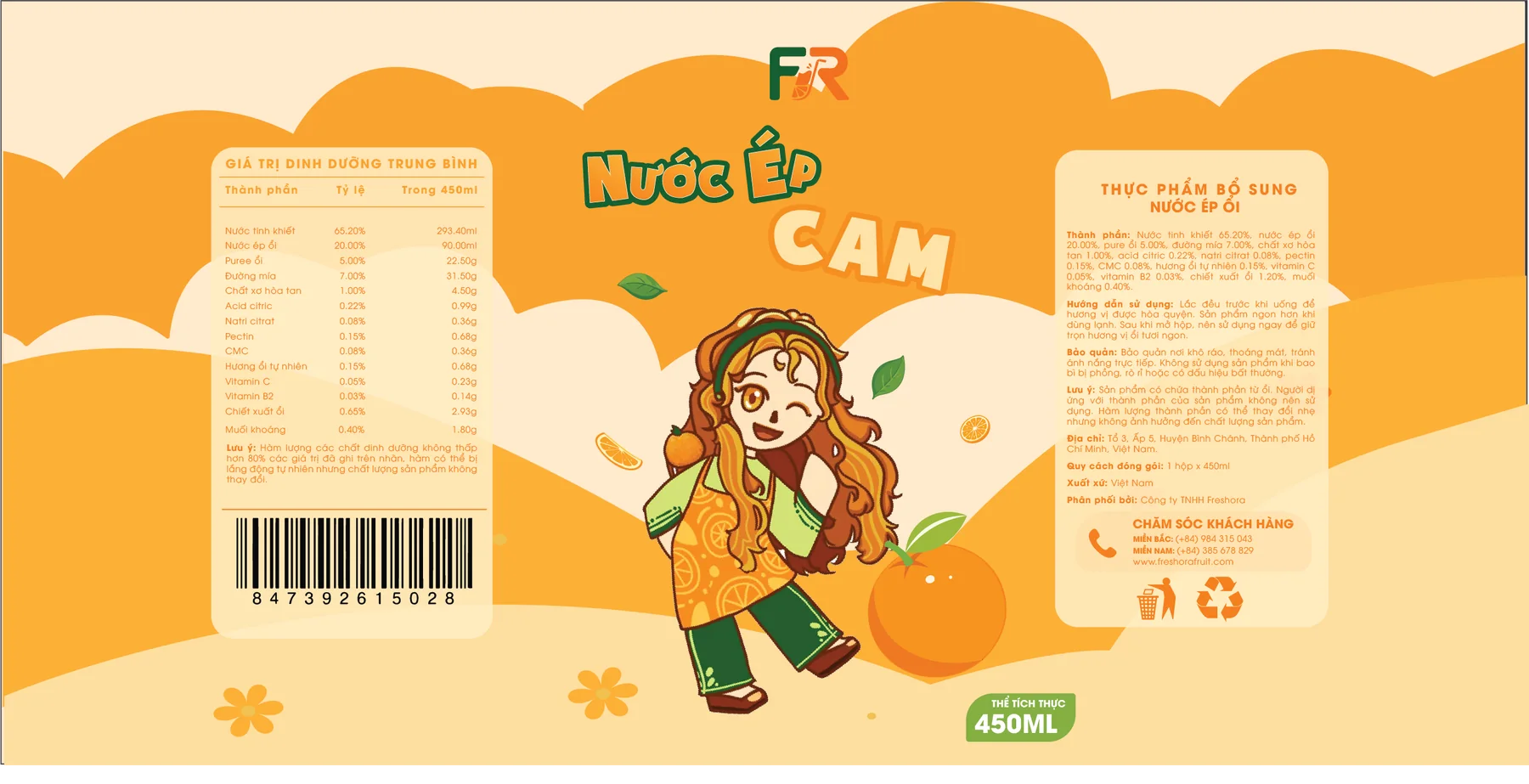 Mockup bao bì cam Freshora 3