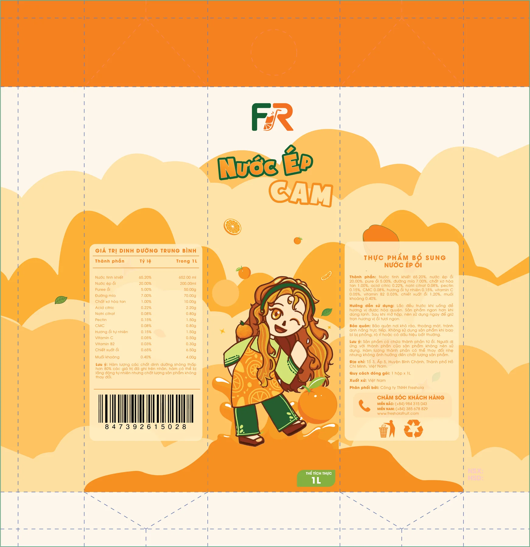 Mockup bao bì cam Freshora 4