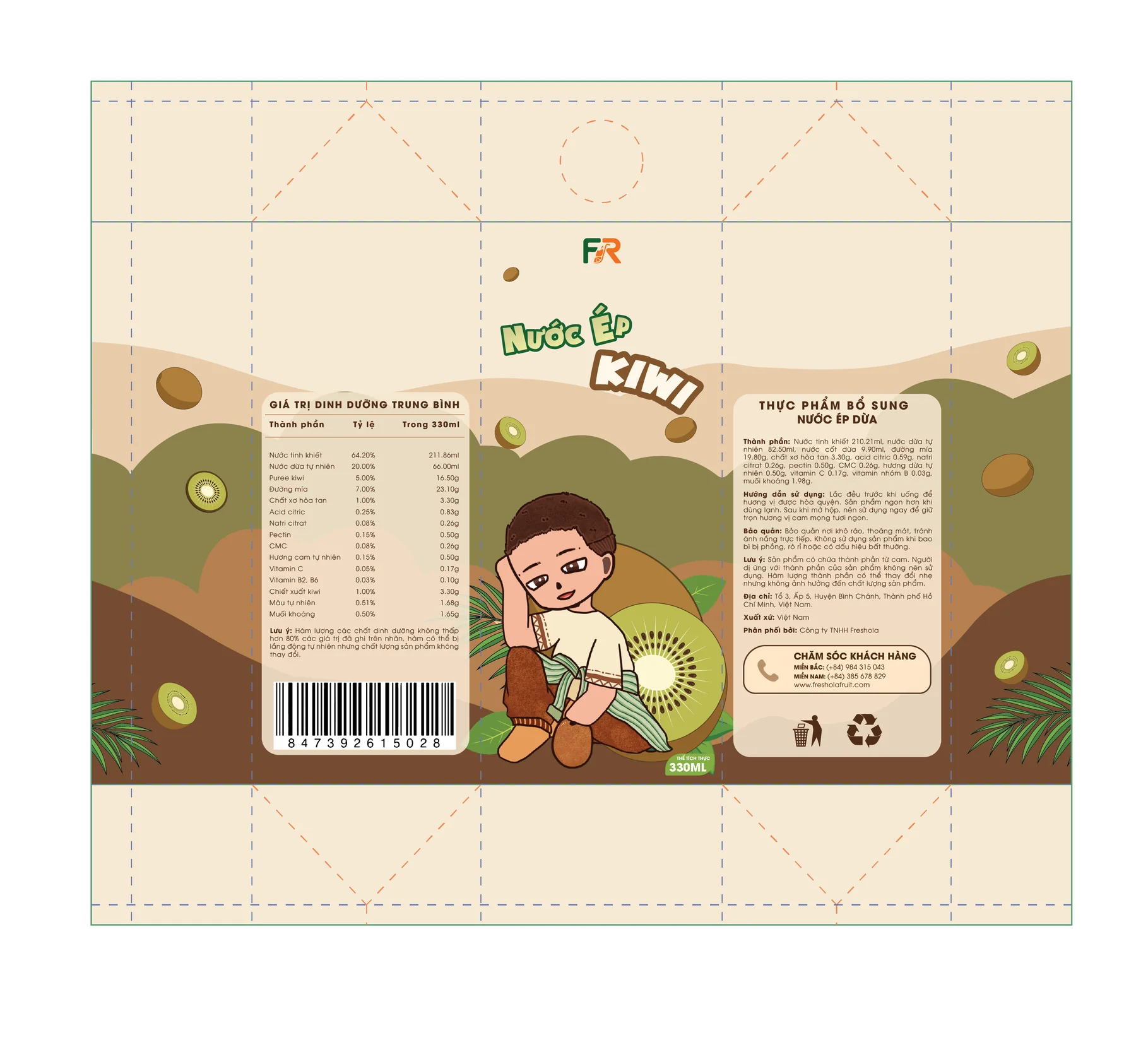 Mockup bao bì kiwi Freshora 2