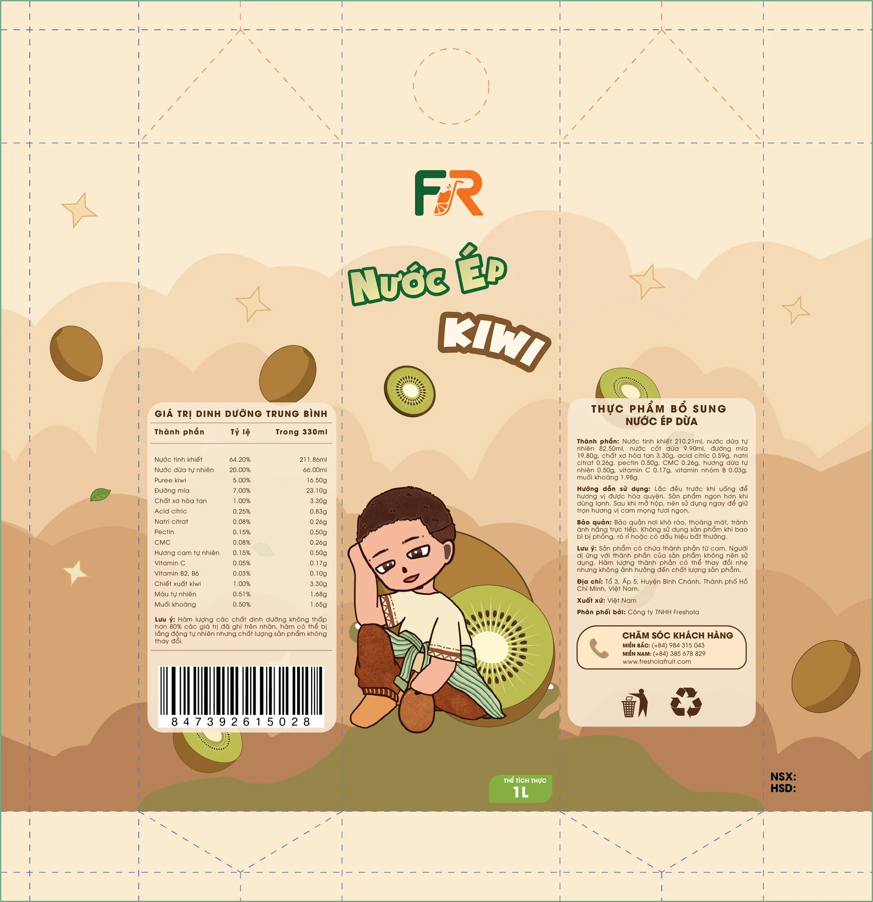 Mockup bao bì kiwi Freshora 4